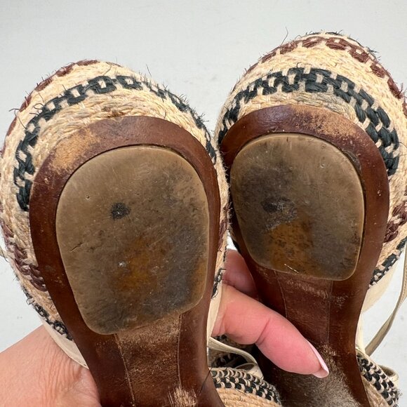 Dries Van Noten Ivory Leather Lace Up Espadrille Flats 35 - Picture 12 of 12